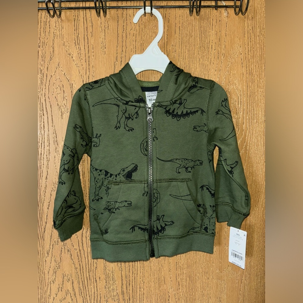 18m Green Dino Hoodie NWT